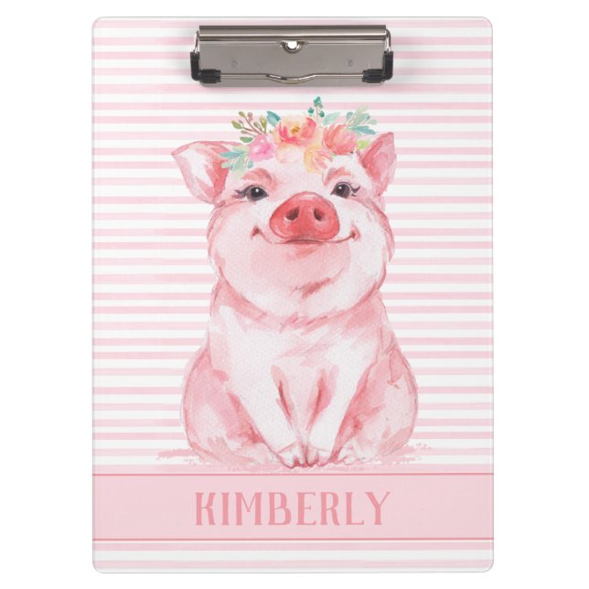Custom Cute Pig Clipboard (Front)