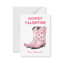 Custom Cute Pink Cowboy Boot Howdy Valentine's