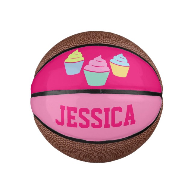 Custom cute pink cupcake small basketball for girl (Front)