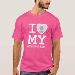 Custom Cute Pink I love my girlfriend photo men's T-Shirt<br><div class="desc">Create your own Custom Cute Pink I love my girlfriend photo men's T-Shirt with this modern and funny shirt template featuring a cool slab serif font and girlfriend photo into a huge red heart. Add your own photo, your name or any personalized text. The "I love My Girlfriend" mugs design...</div>