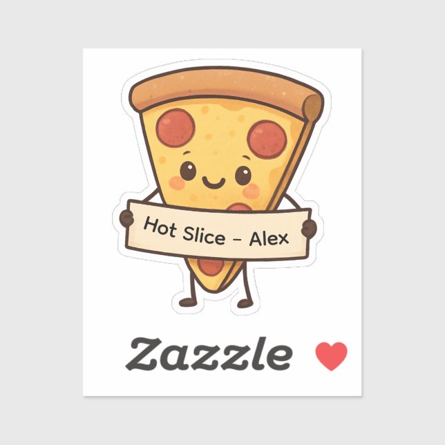 Custom Cute Pizza Slice Sticker – Personalized  (Sheet)