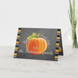 Custom Cute Pumpkin Orange Green Stripes Pattern Card