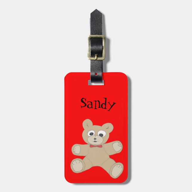 Custom Cute Quirky Teddy Bear Luggage Tag (Front Vertical)