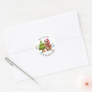 Custom Cute Quokka Christmas Classic Round Sticker