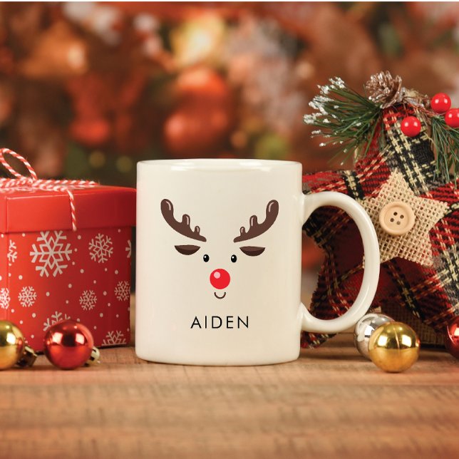 Custom Cute Reindeer Face Classic Mug (Creator Uploaded)