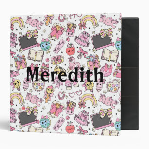 Custom Cute Retro Back To School Pattern Binder