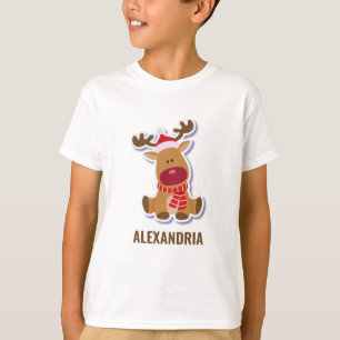 Custom cute Rudolph reindeer Santa Claus Christmas T-Shirt