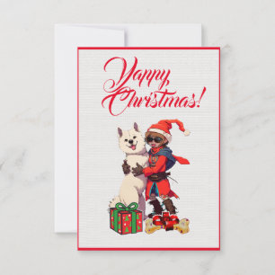 Custom Cute Samoyed Dog With Girl Xmas Card