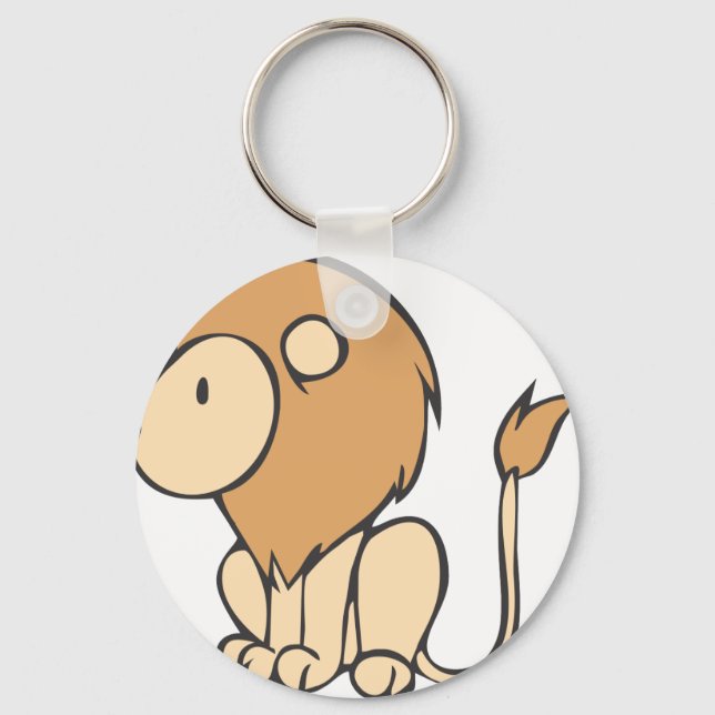 Custom Cute Sitting Baby Lion Cartoon Keychain (Front)
