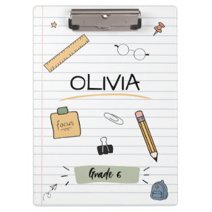 Custom Cute Sketch Doodles Kids Back To School Clipboard