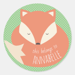 Custom Cute Sleeping Fox Classic Round Sticker