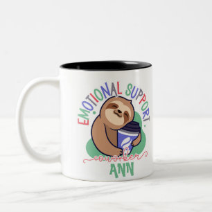 Custom Cute Sloth Emotional Support Coworker Two-Tone Coffee Mug