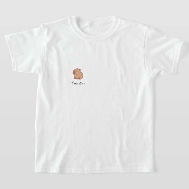 Custom Cute Smiling Capybara T-Shirt (Laydown)