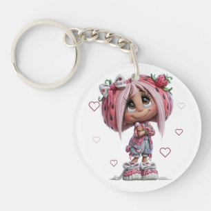 Custom Cute Strawberry Girl Keychain