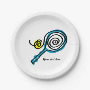 Custom cute tennis racket Birthday party plates