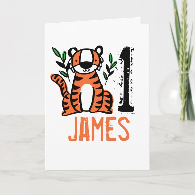 Custom Cute Tiger Birthday Card (Front)