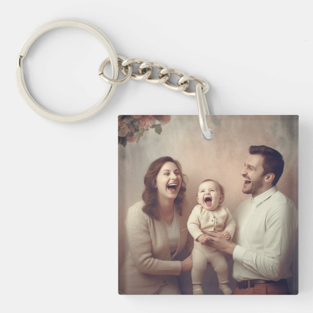 Custom Cute Two Photo Double Sided Personalized Keychain (Front)
