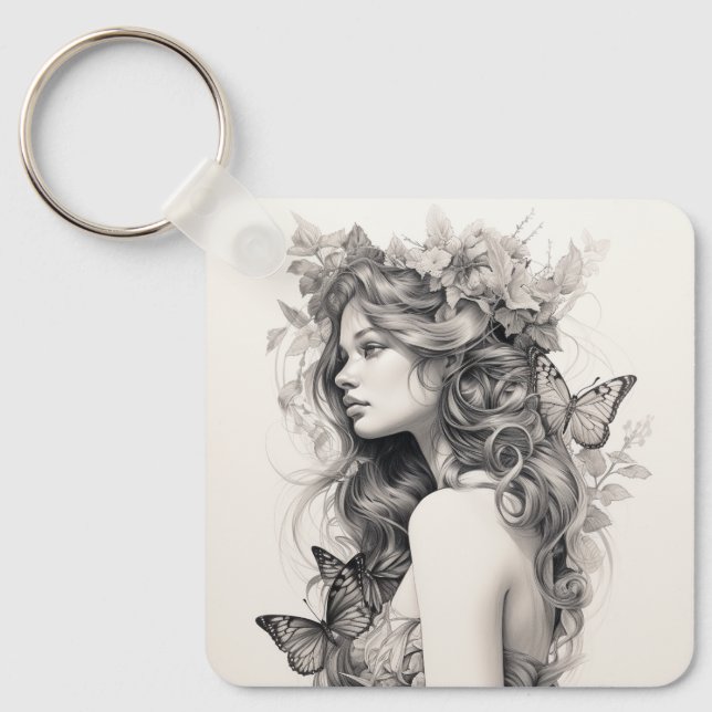Custom Cute Two Photo Double Sided Personalized Keychain (Front)