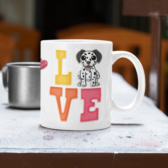 Custom Cute Valentine's Day Dalmatian Dog Lover Coffee Mug (Creator Uploaded)