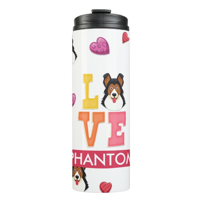 Custom Cute Valentine's Day German Shepherd Dog Thermal Tumbler (Front)