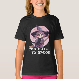 Custom cute witch halloween girl black T-Shirt