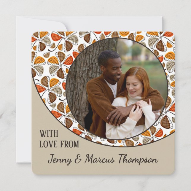 Custom Cute With Love Thanksgiving Holiday Card (Front)