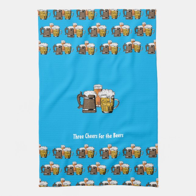 Custom Cyan Blue Beers Kitchen Towel (Vertical)