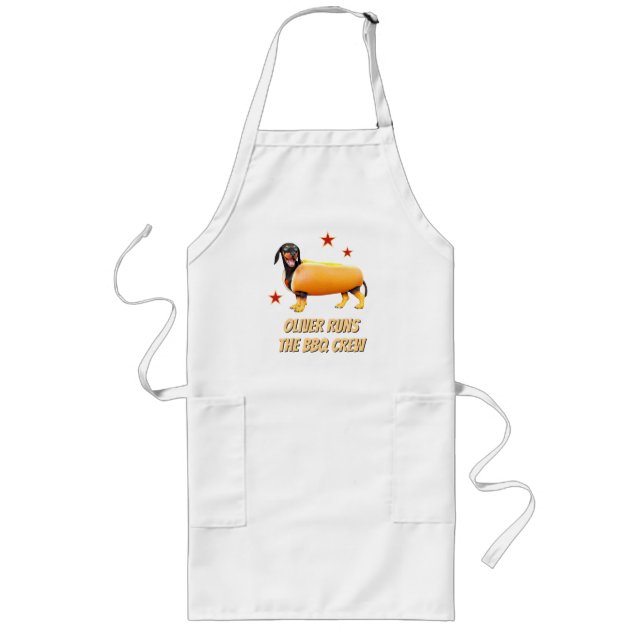 Custom Dachshund BBQ Crew Funny Wiener Dog Long Apron (Front)