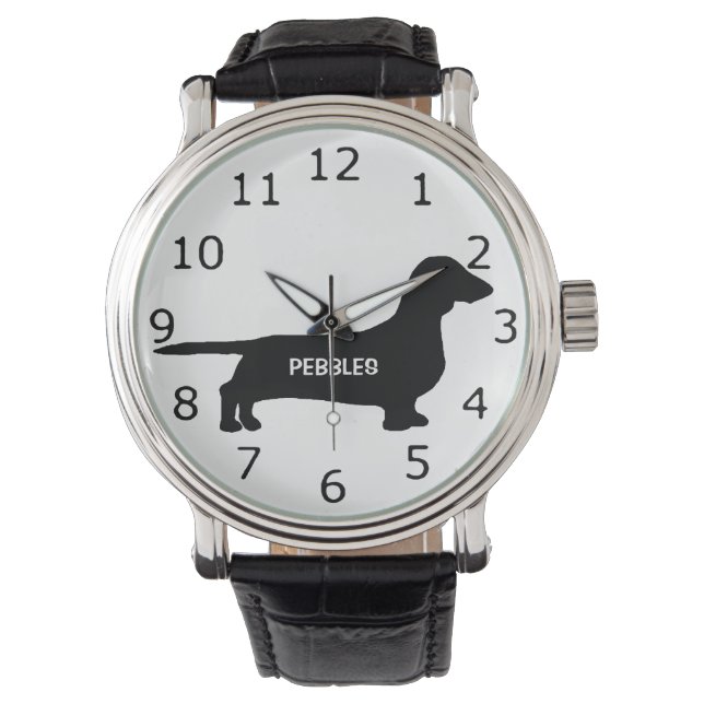 CUSTOM Dachshund Dog Silhouette Watch (Front)