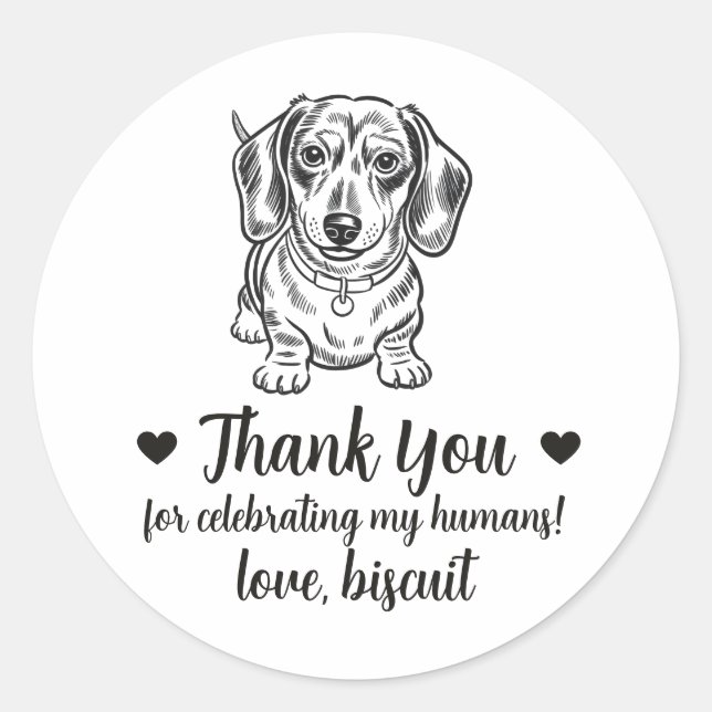 Custom Dachshund Dog Wedding Favour Stickers (Front)
