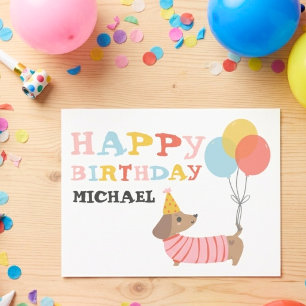 Custom Dachshund Happy Birthday Postcard