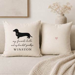 Custom Dachshund Memorial   Dog Loss Keepsake Throw Pillow