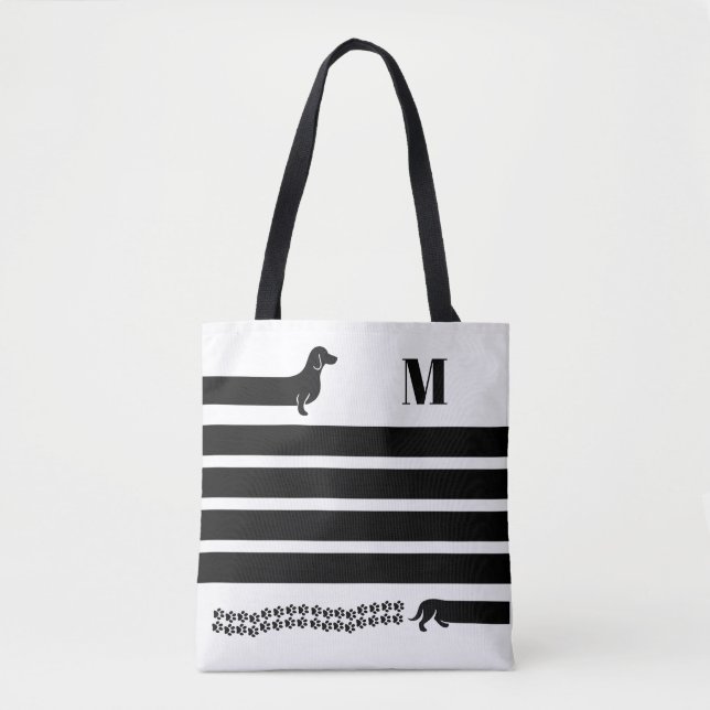 Custom Dachshund Monogram Tote Bag (Front)