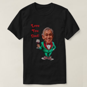 Custom Dad and son Caricatures in Red and Green T-Shirt