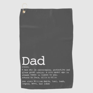 Custom Dad Definition Father's Day Gray Golf Towel