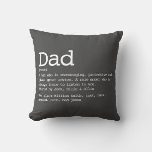 Custom Dad Definition Father's Day Gray Throw Pillow