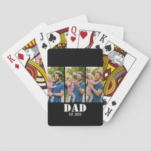 Custom Dad Est. Year Photo  3-Picture Keepsake Playing Cards