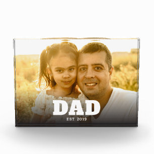 Custom Dad Established Modern Bold Text Photo Block