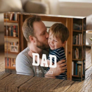 Custom Dad Established Modern Bold Text Photo Block