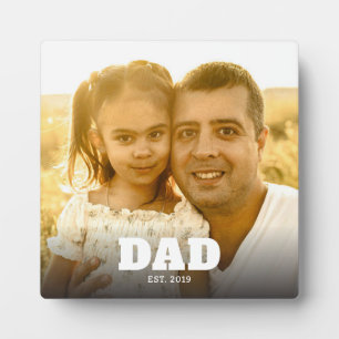 Custom Dad Established Modern Bold Text Photo Plaque