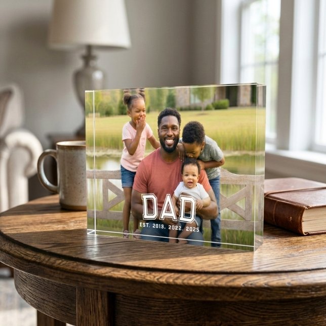 Custom Dad Established Modern Bold White Photo Block (Creator Uploaded)