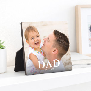 Custom Dad Established Modern Photo Plaque