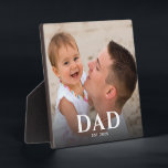 Custom Dad Established Modern Photo Plaque<br><div class="desc">Personalized Dad Established photo design with classic minimalist typography. This new dad keepsake celebrates the year he became a dad and showcases a favorite family photo. A meaningful reminder of fatherhood and a heartfelt gift for a proud new dad.</div>