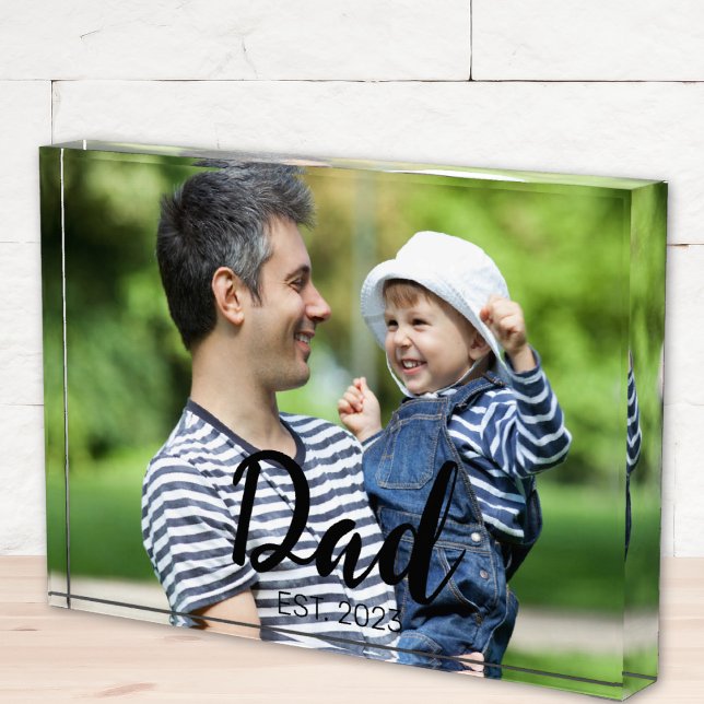 Custom Dad Established Modern Script Photo Block (Creator Uploaded)