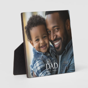 Custom Dad Established Modern Simple Photo  Plaque