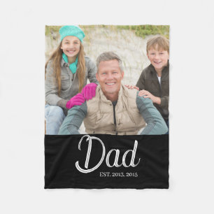 Custom Dad Established Photo Fleece Blanket