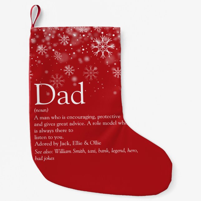 Custom Dad Father Definition Quote Holiday Small Christmas Stocking (Front)