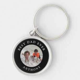 Custom Dad Kids Family Photo Monogram Personalized Keychain