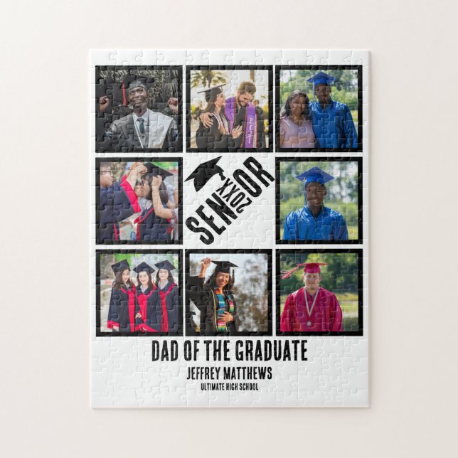 Custom Dad of the Senior graduate 8 Photo Collage Jigsaw Puzzle (Vertical)