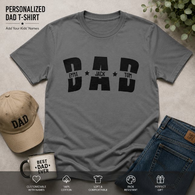 Custom Dad Shirt With Kids Names (Creator Uploaded)